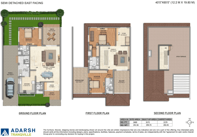 Adarsh Tranqville,Hennur,Bengaluru- 3BHK Floor Plan