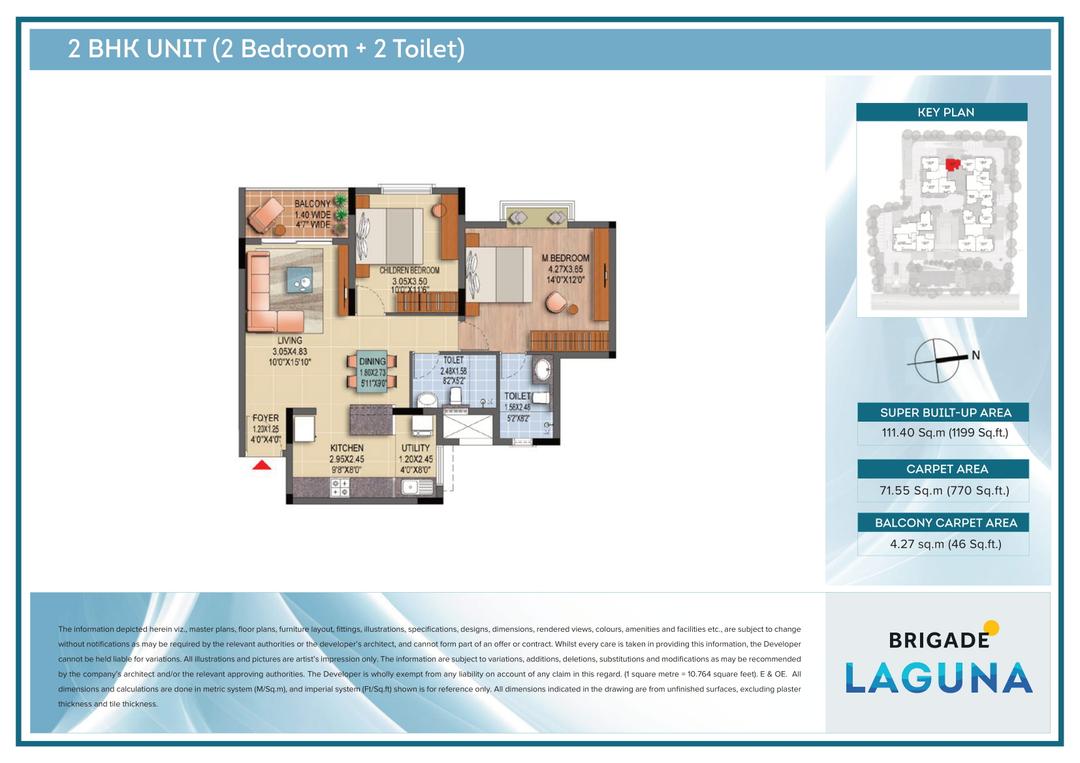 Brigade Laguna,Jakkur,Bengaluru- 2BHK Floor Plan