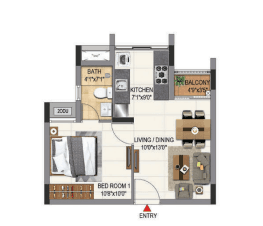 Casagrand Aquene,Kengeri,Bengaluru- 1BHK Floor Plan