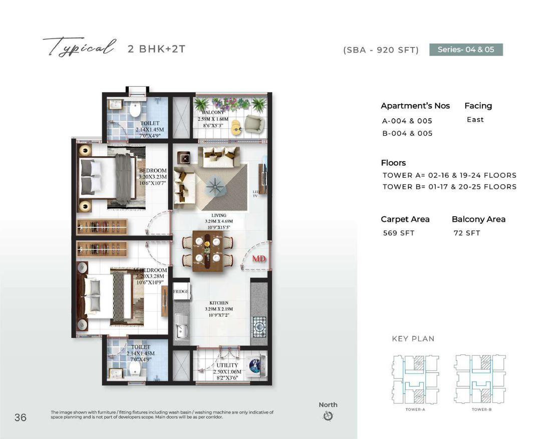 SBR Minara,Seegehalli,Bengaluru- 2BHK Floor Plan