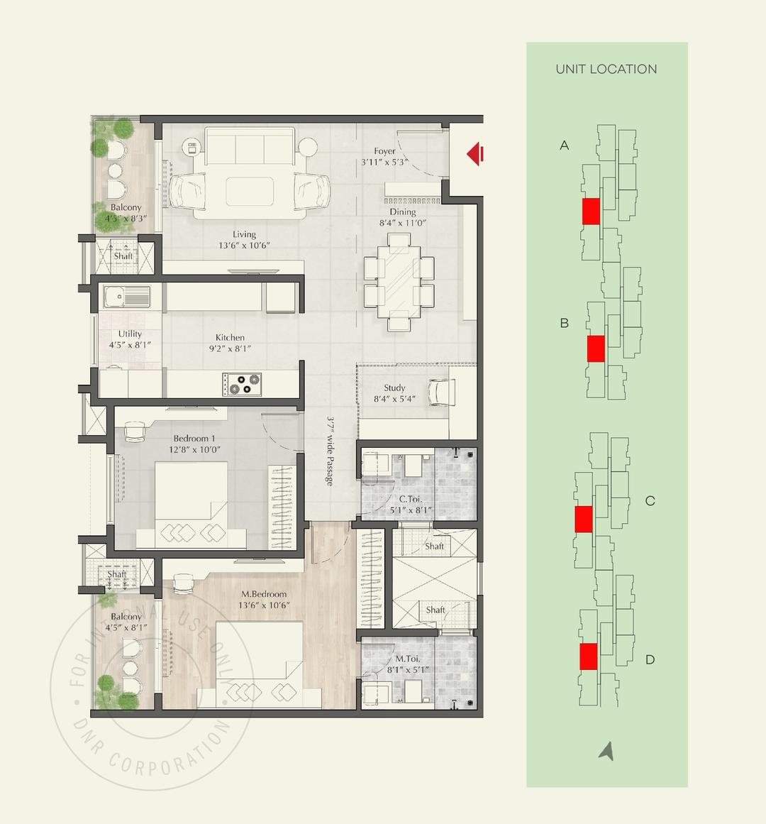 DNR Parklink,Hennur,Bengaluru- 2BHK Floor Plan