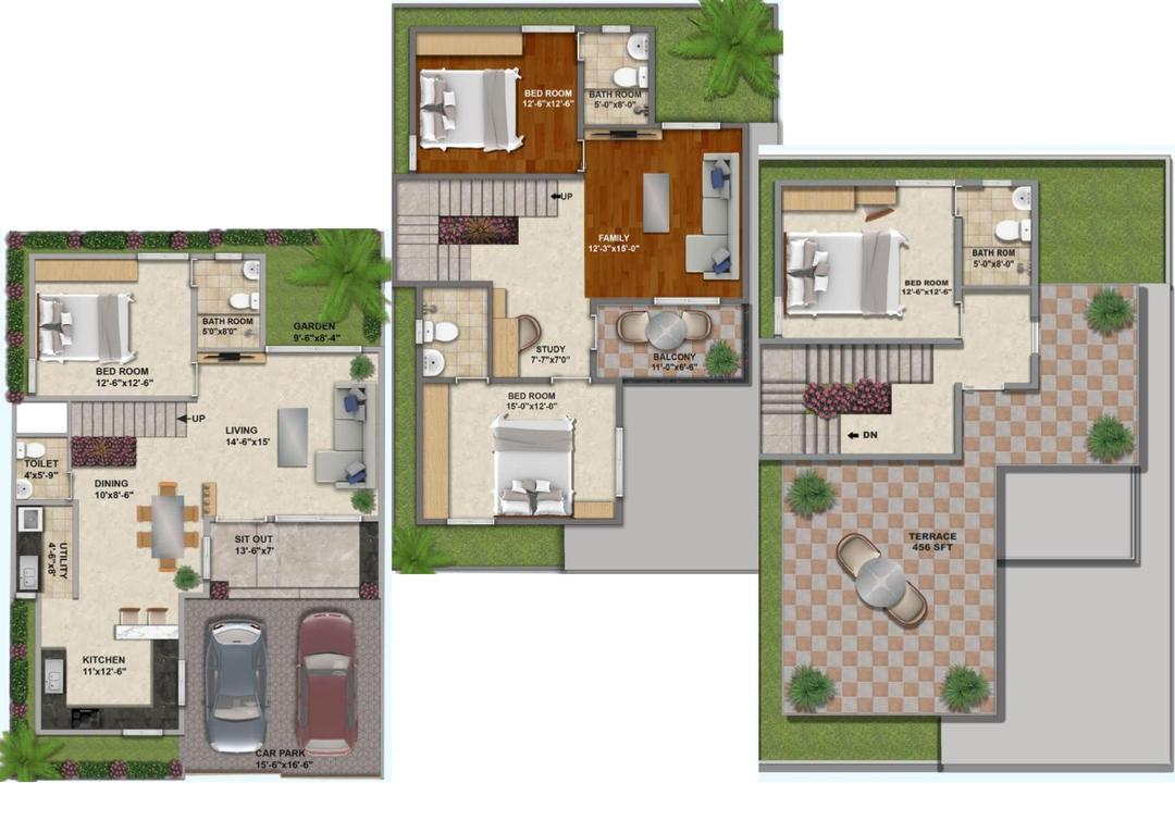 KRK Urban Ville,Gunjur,Bengaluru- 4BHK Floor Plan