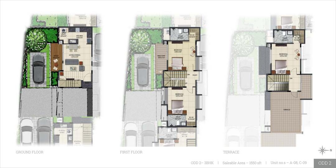 Urban Serenity,Sarjapur Road,Bengaluru- 3BHK Floor Plan