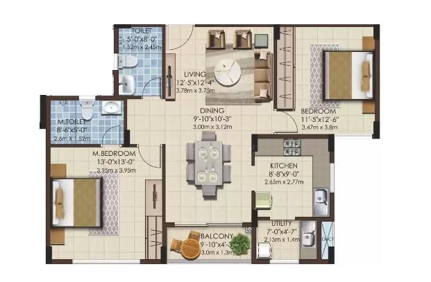 Mahaveer Celesse,Yelahanka,Bengaluru- 2BHK Floor Plan