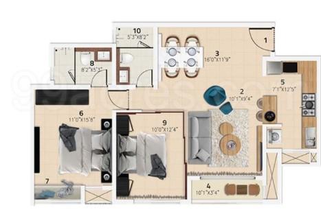 Vario Homes,Hebbal,Bengaluru- 2BHK Floor Plan